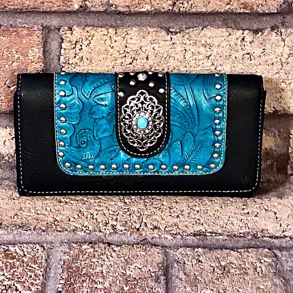 Very nice blue-green and black wallet